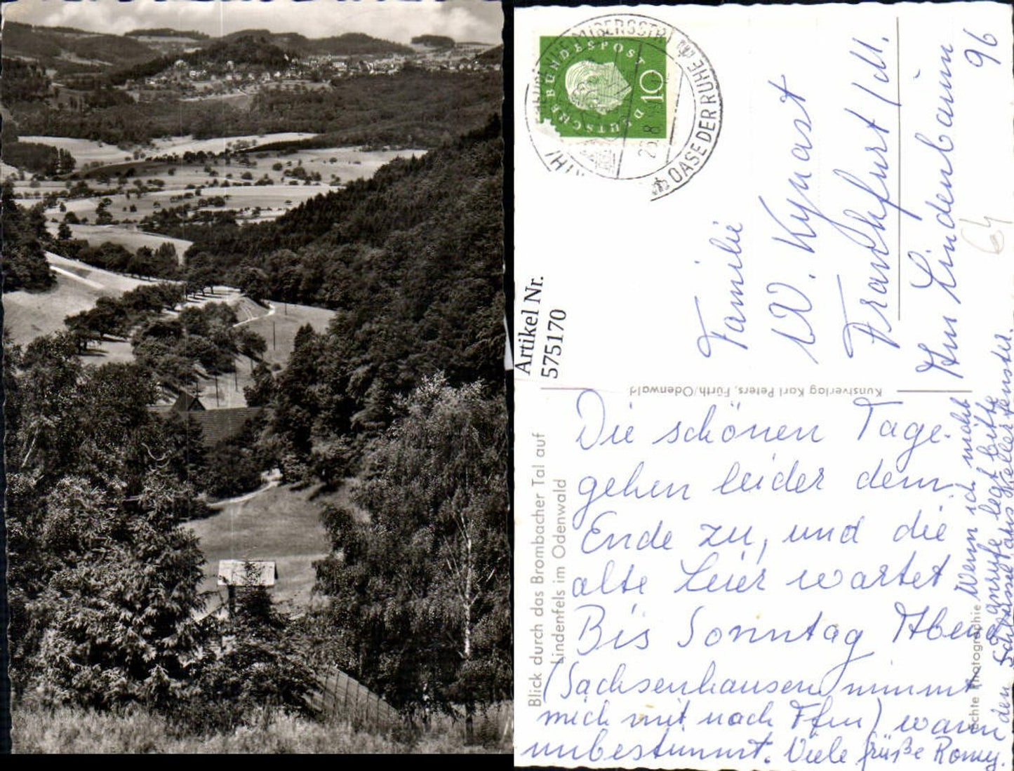 575170,Blick durch d. Brombacher Tal auf Lindenfels i. Odenwald