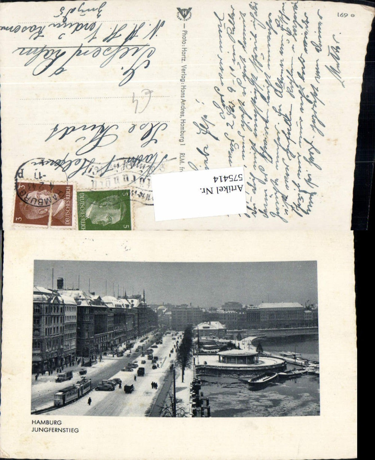 575414,Hamburg Jungfernstieg im Winter Straßenbahn Passepartout