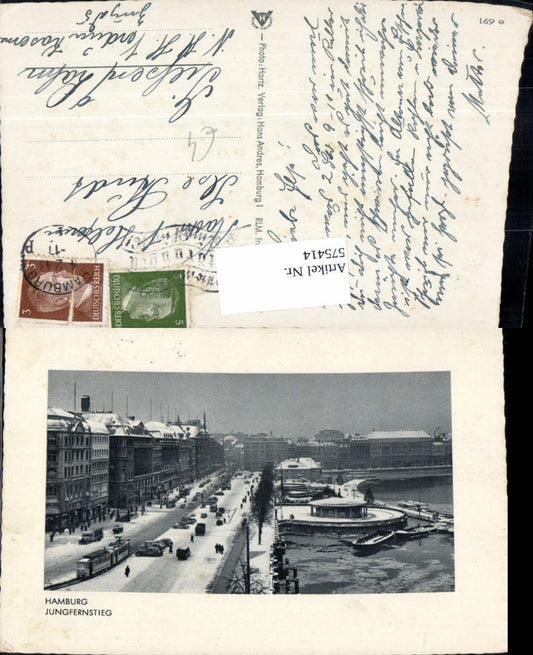 575414,Hamburg Jungfernstieg im Winter Straßenbahn Passepartout