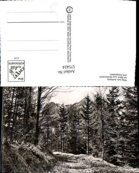575424, Photo Ak Schleching, path to Achberg, view towards Breitenstein and Geigelstein