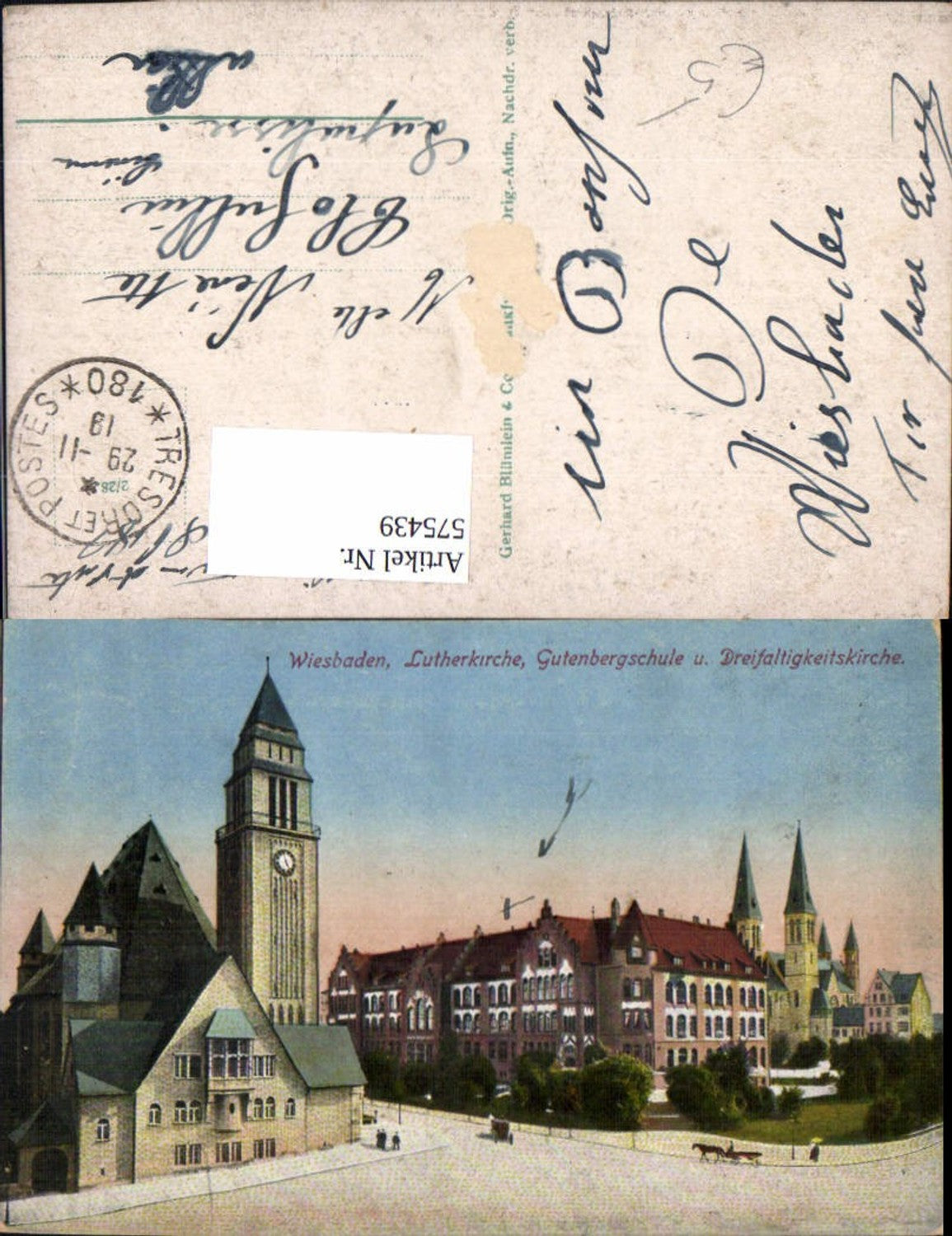 575439,Wiesbaden Lutherkirche Gutenbergschule u. Dreifaltigkeitskirche