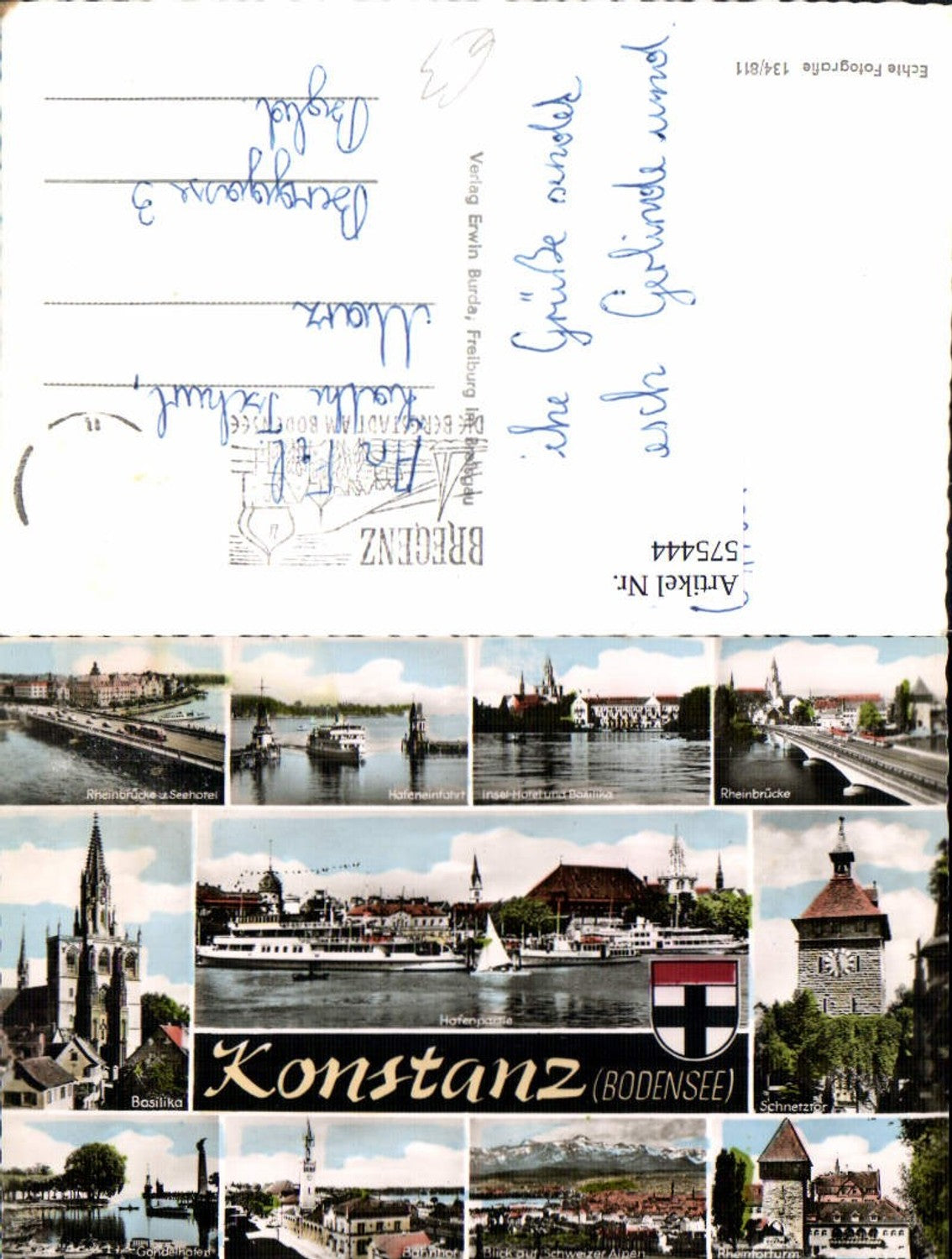 575444,Mehrbild Ak Konstanz Bodensee Hafeneinfahrt Rheinbrücke Schnetztor
