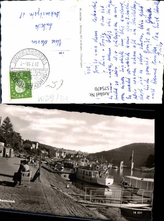 575470,Neckarsteinach Ansicht Anleger Schiff Dampfer