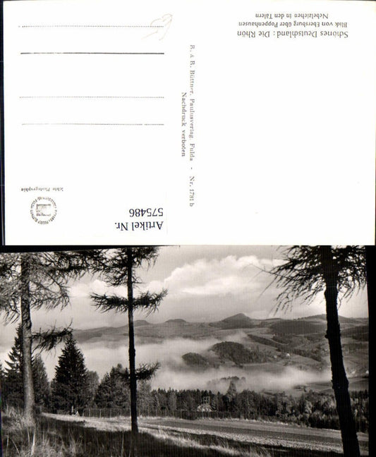 575486,Foto Ak Blick v. Ebersburg über Poppenhausen Nebelziehen i. d. Tälern