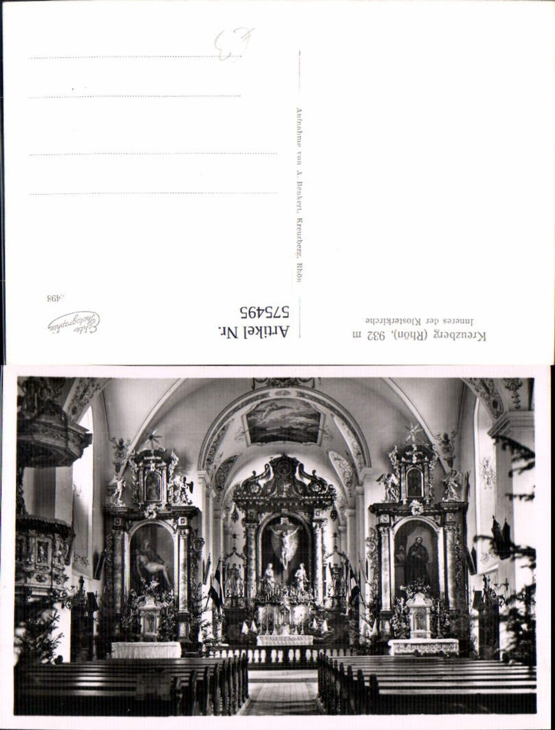 575495,Foto Ak Kreuzberg Rhön Inneres der Klosterkirche Bischofsheim/Rhön
