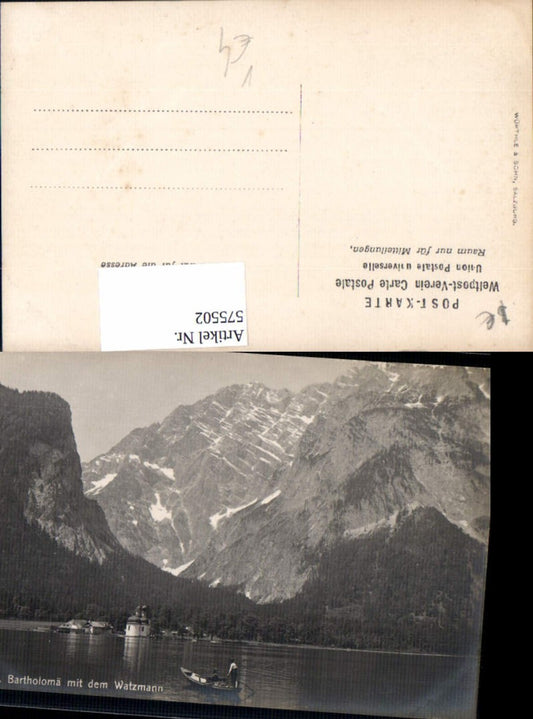 575502, St. Bartholomä Watzmann Schönau Königssee rowing boat pub Würthle Sohn 1315