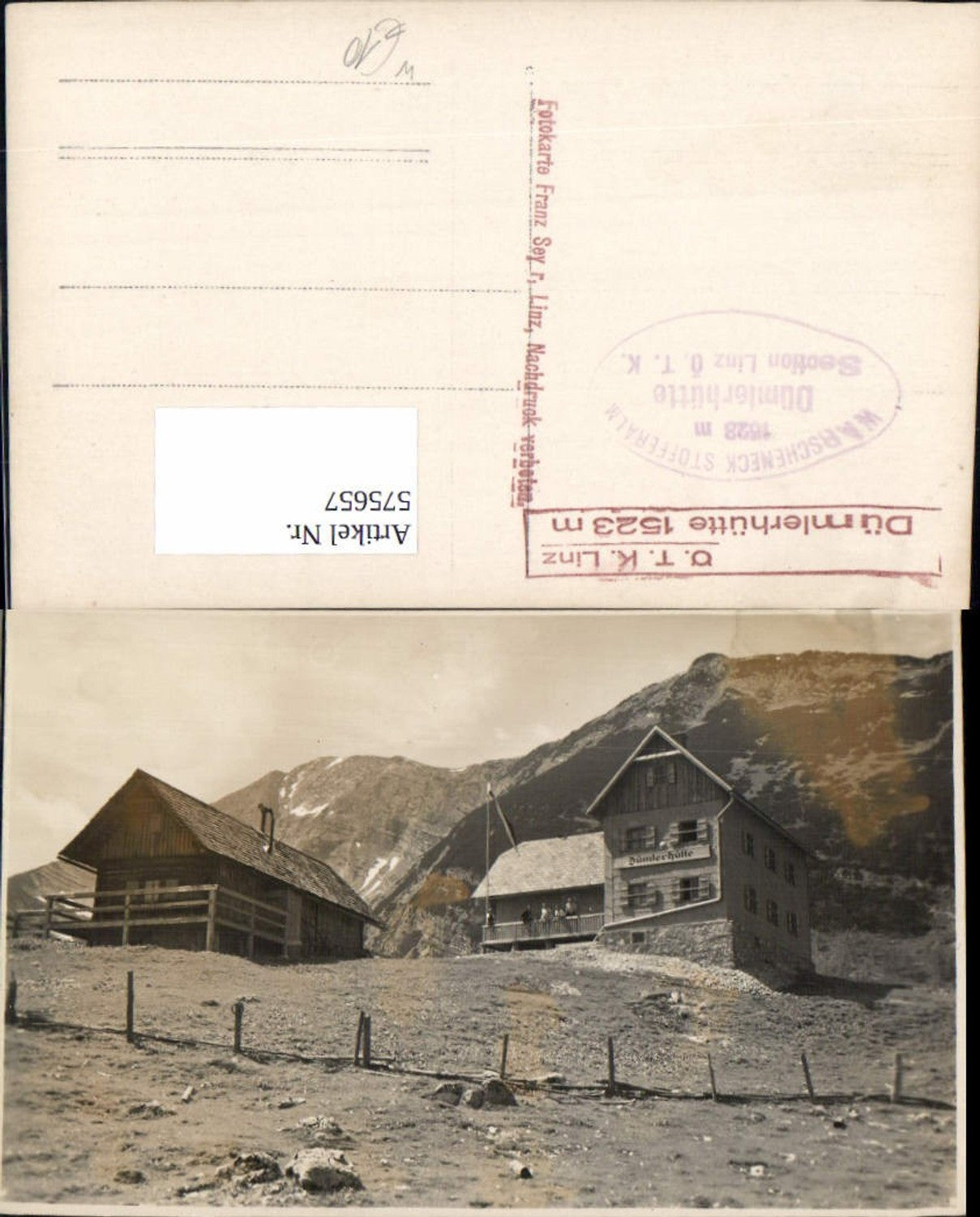 575657,Foto-AK Dümlerhütte bei Spital am Pyhrn Windischgarsten pub Franz Seyer Seyr