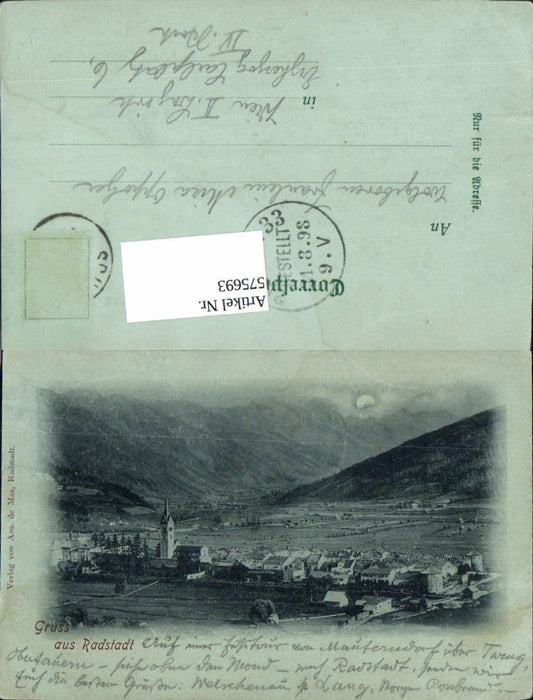 575693,Mond Lithographie Gruß aus Radstadt 1898