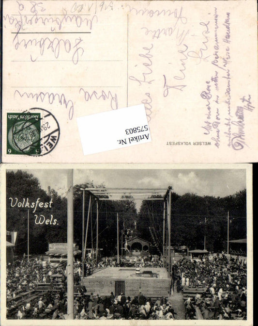 575803,Volksfest Wels Bühne 1938 Akrobatik Turnen Turnerin Turner