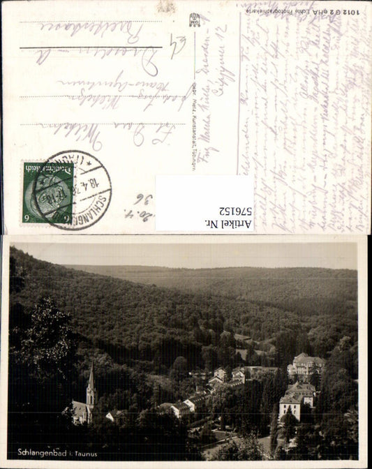 576152,Foto Ak Schlangenbad i. Taunus Ansicht m. Kirche
