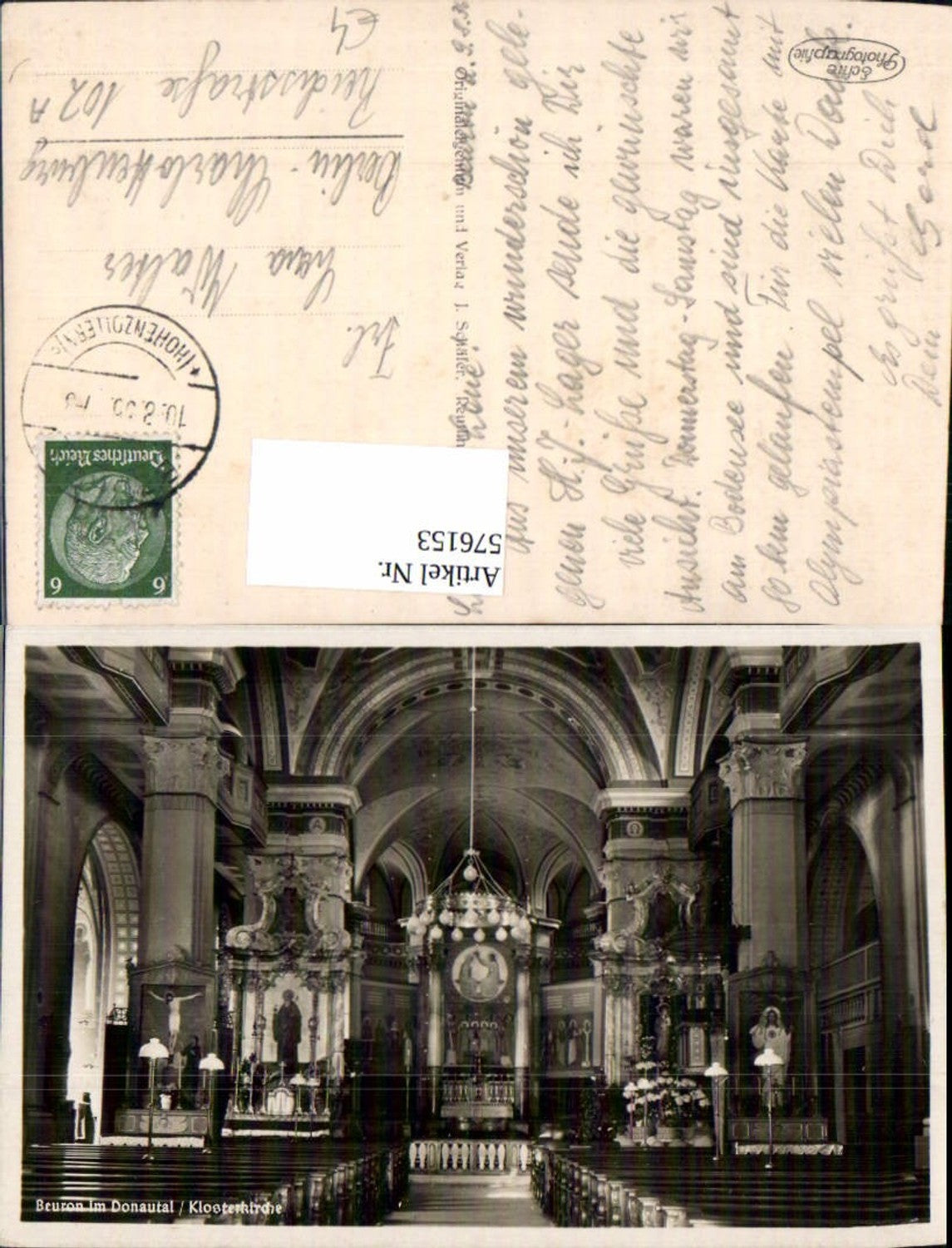 576153,Foto Ak Beuron i. Donautal Klosterkirche Inneres