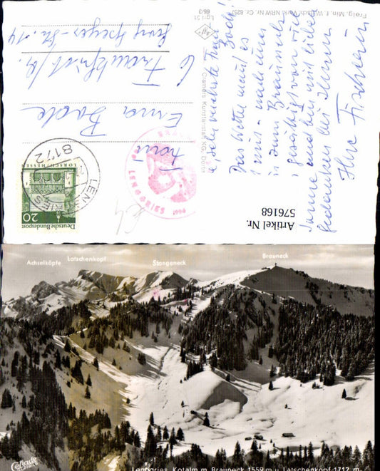 576168, Photo Ak Lenggries Kotalm u Brauneck u Latschenkopf in winter summit map