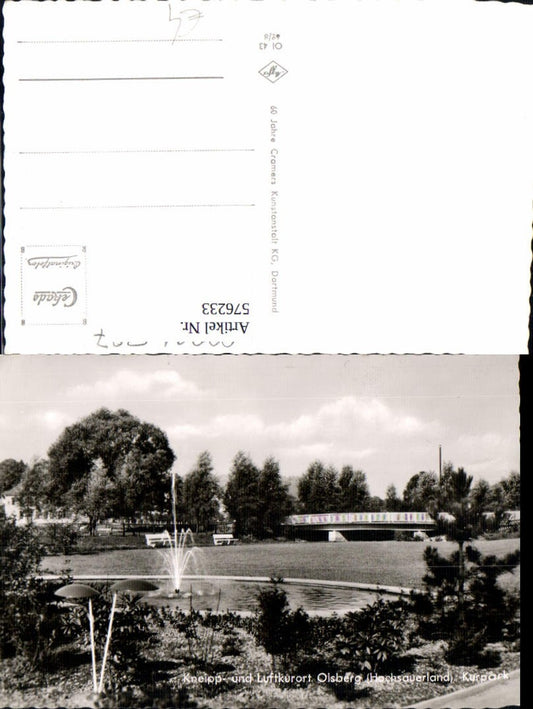 576233,Foto Ak Olsberg Hochsauerland Kurpark Springbrunnen Brunnen