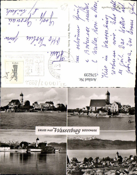 576239, Multi-image postcard Wasserburg Lake Constance Church