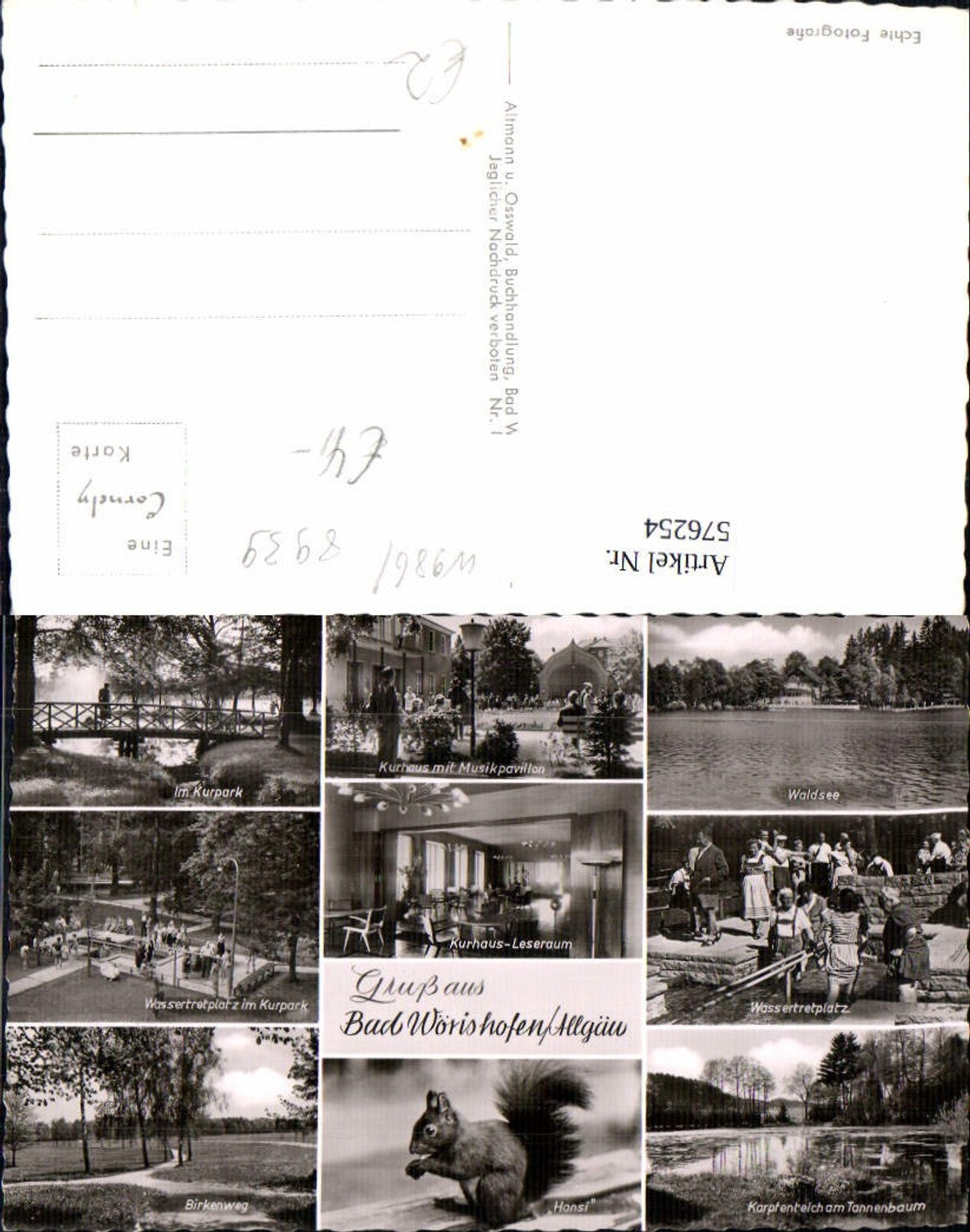 576254, Multi-image postcard Bad Wörishofen Allgäu Squirrel Hansi Kurhaus Birkenweg