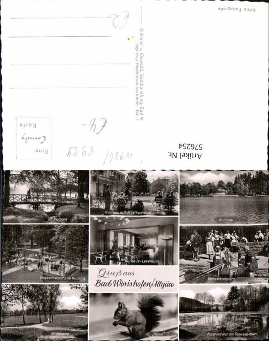 576254, Multi-image postcard Bad Wörishofen Allgäu Squirrel Hansi Kurhaus Birkenweg