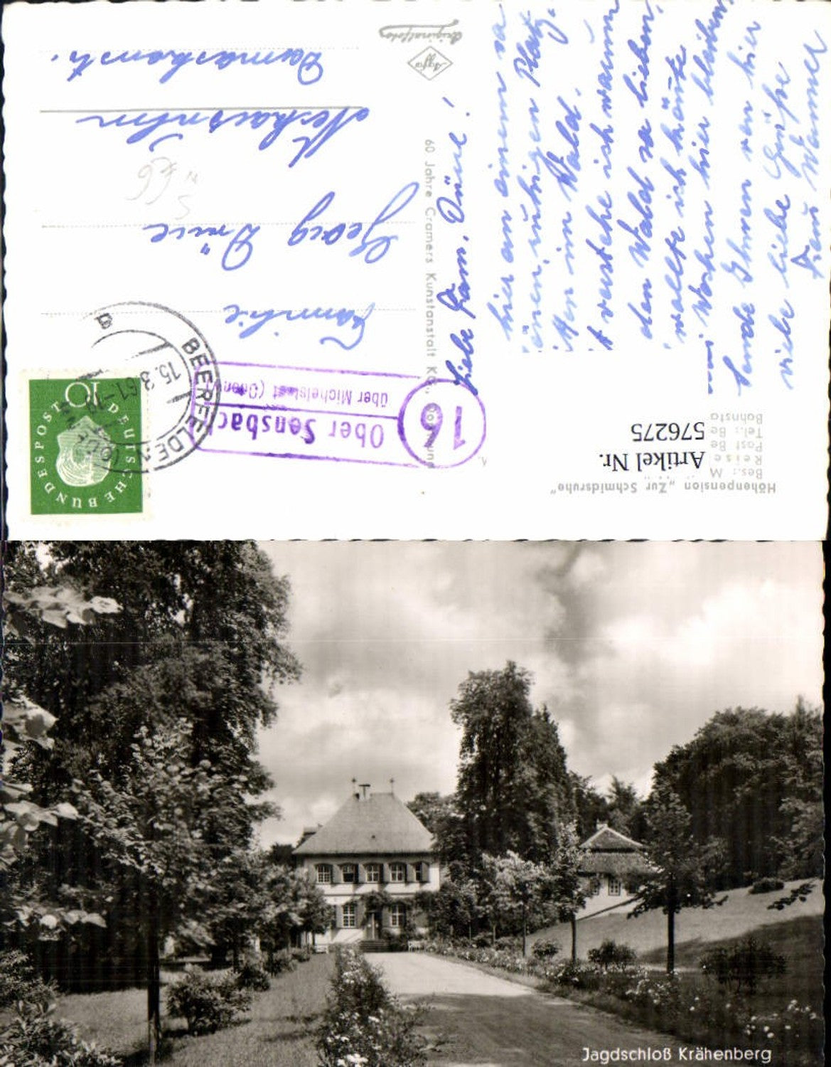 576275,Foto Ak Oberzent Jagdschloss Krähenberg Stempel 16 Ober Sensbach über Michelstadt