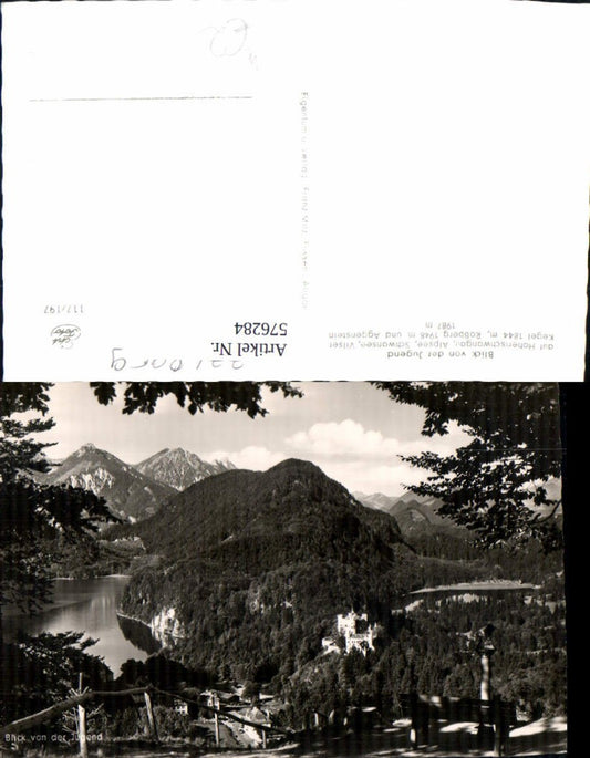 576284,Photo Ak Schwangau Blick vd Jugend Hohenschwangau Alpsee Schwansee Vilser