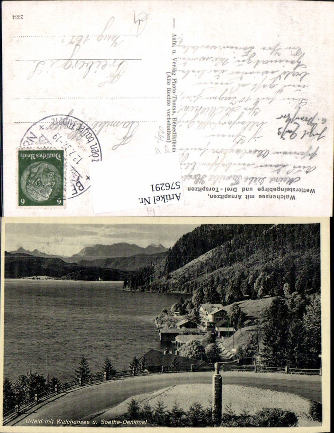 576291, Urfeld with Walchensee and Goethe Monument Kochel am See