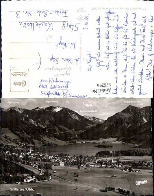 576296, Photo Ak Schliersee aerial view summit map