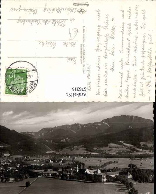 576315, Photo postcard Benediktbeuern Monastery with Benediktenwand
