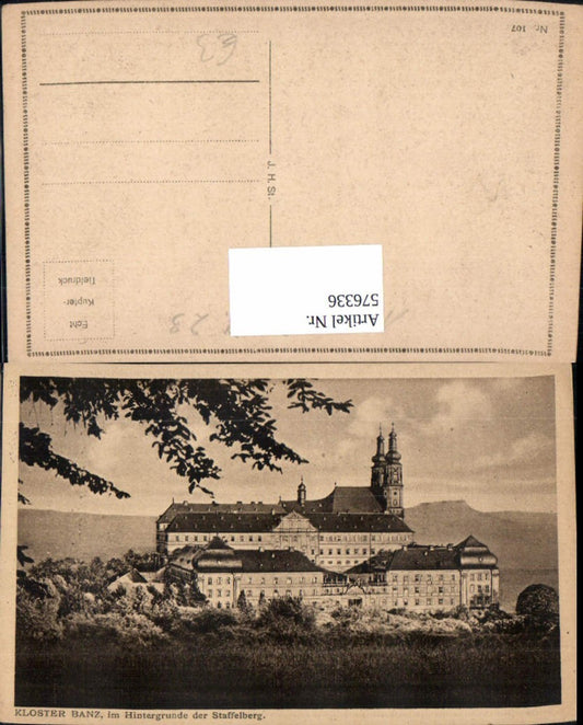 576336, Bamberg, Banz Abbey in the background of Staffelberg