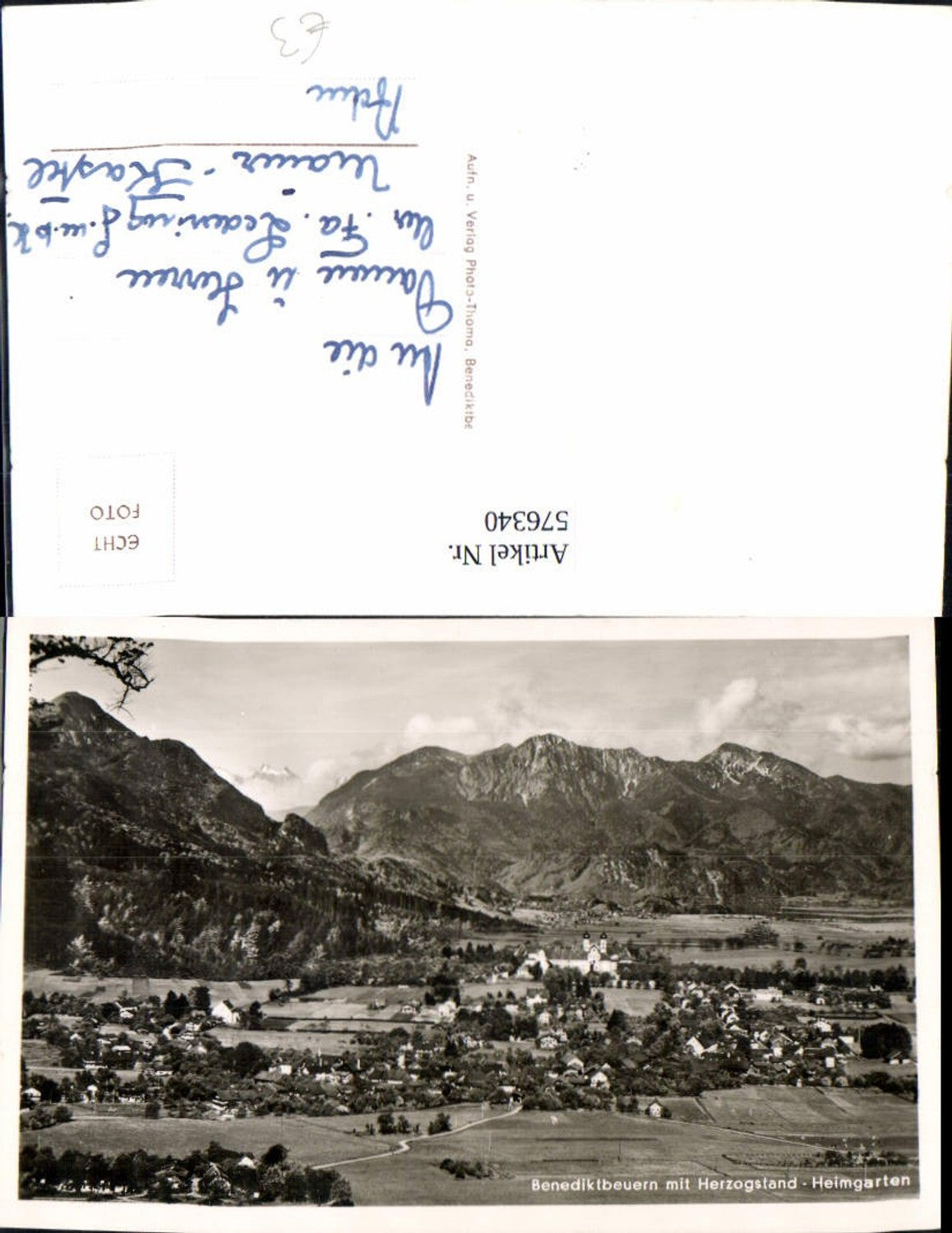 576340, Photo postcard Benediktbeuern with Herzogstand Heimgarten