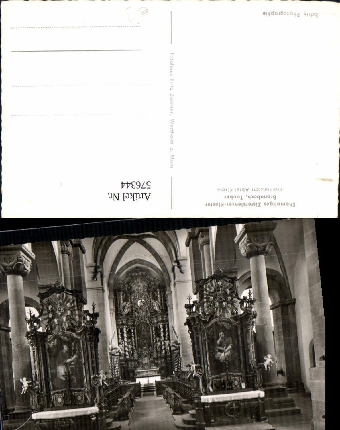576344,Foto Ak Bronnbach Tauber Innenansicht Kloster Reicholzheim Wertheim