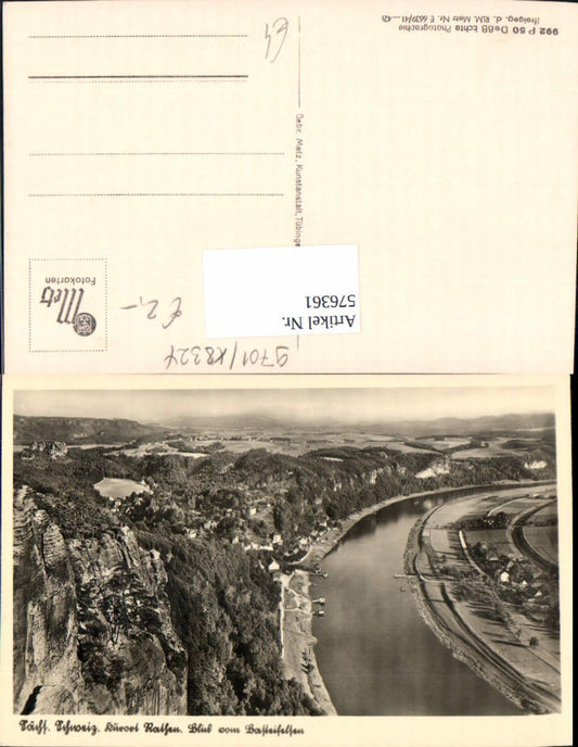 576361,Foto Ak Rathen Blick v. Basteifelsen Sächs. Schweiz