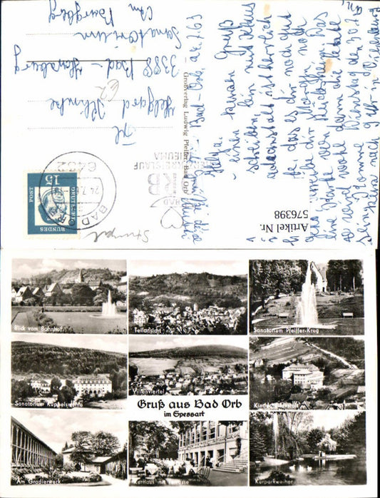 576398,Mehrbild Ak Bad Orb Spessart Gradierwerk Kurparkweiher Sanatorium Pfeiffer-Krug