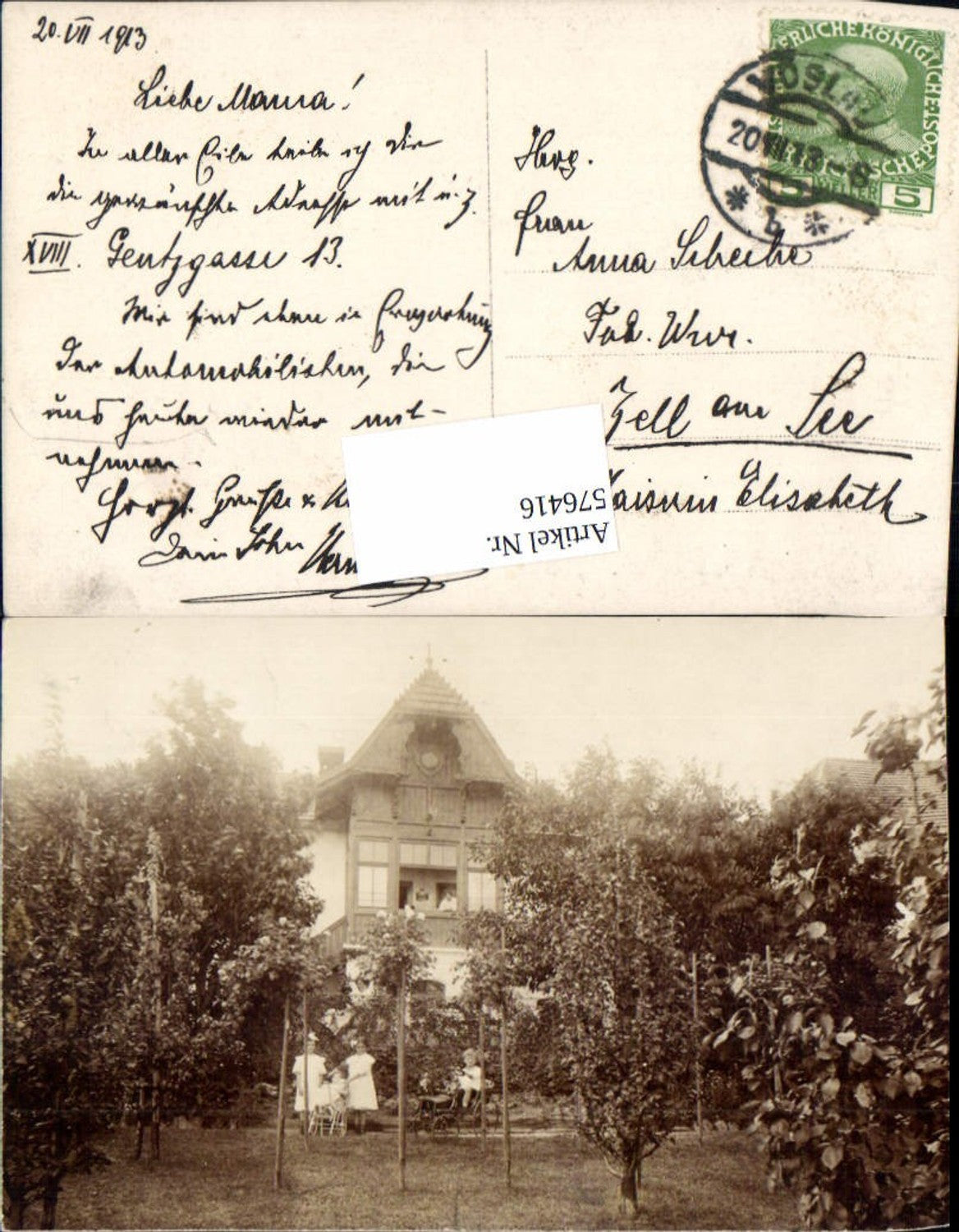 576416,tolle Foto-AK Bad Vöslau Villa 1913 Familie Scheibe