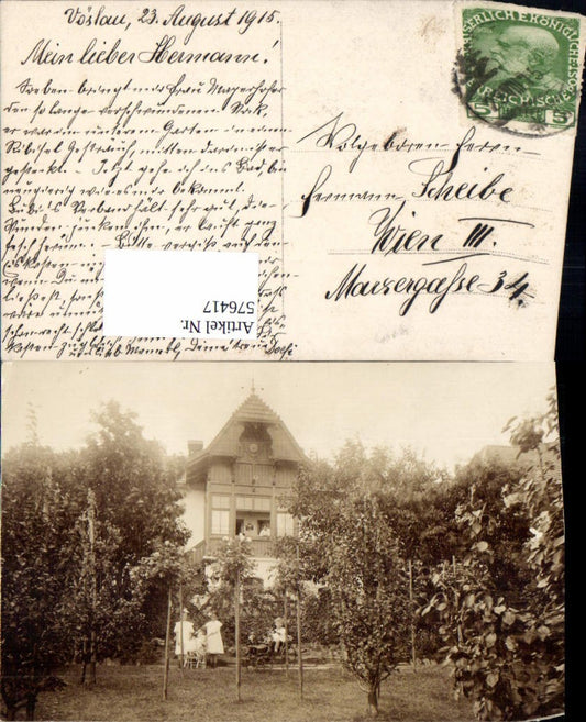 576417,tolle Foto-AK Bad Vöslau Villa 1913 Familie Scheibe