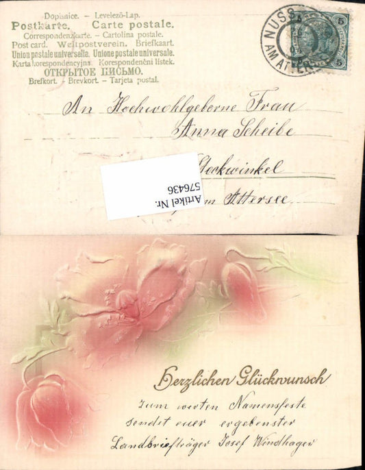 576436,Präge Lithographie Herzlichen Glückwunsch Blumen