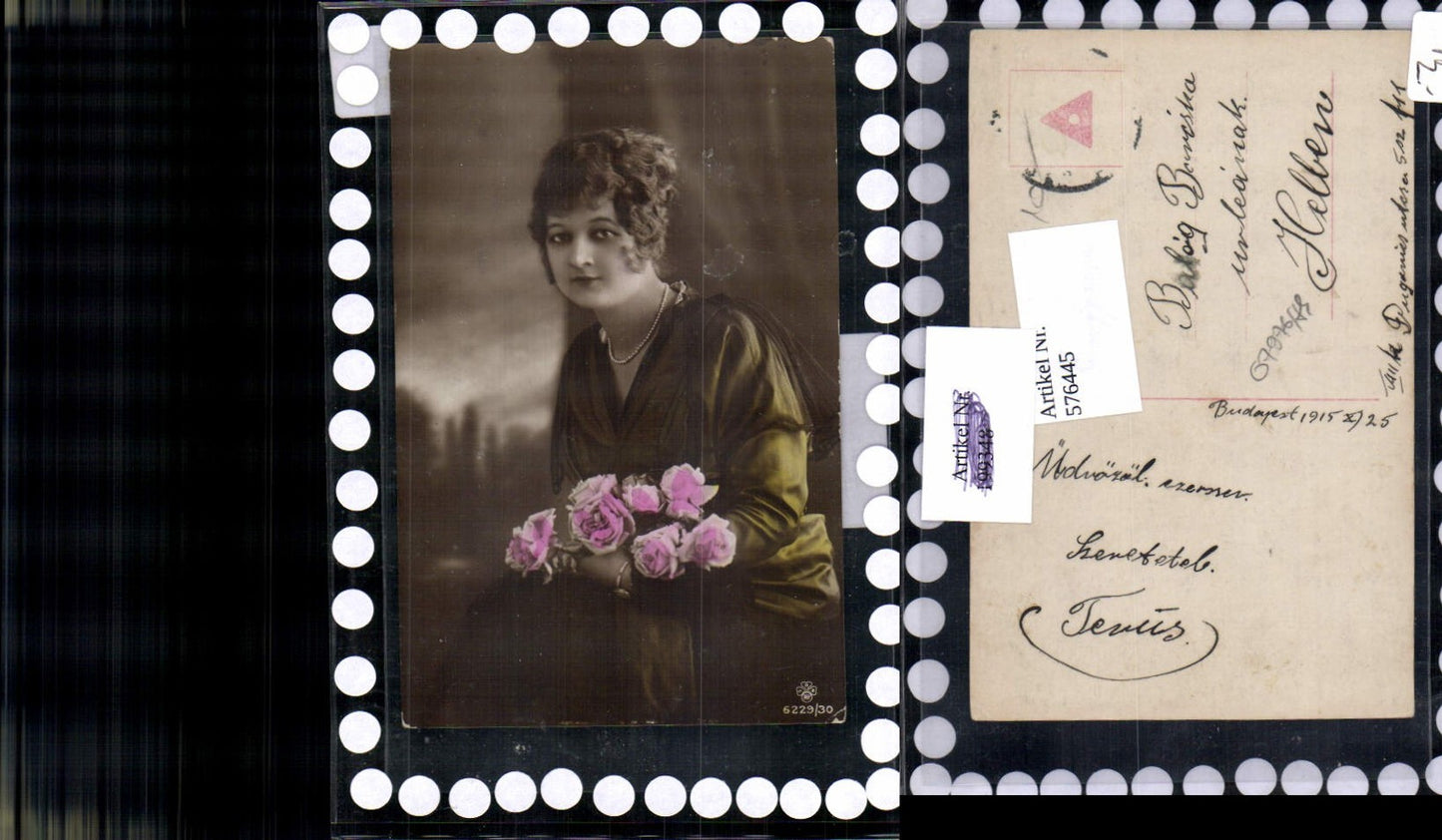 576445,Foto-AK Frau Portrait Frauen Mädchen Halskette Kette Rosen pub RPH SBW 6229/30
