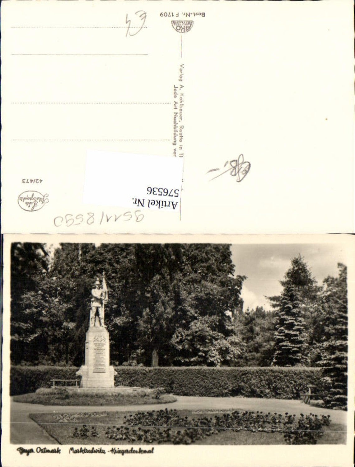 576536, Bavarian Eastern March Marktredwitz War Memorial