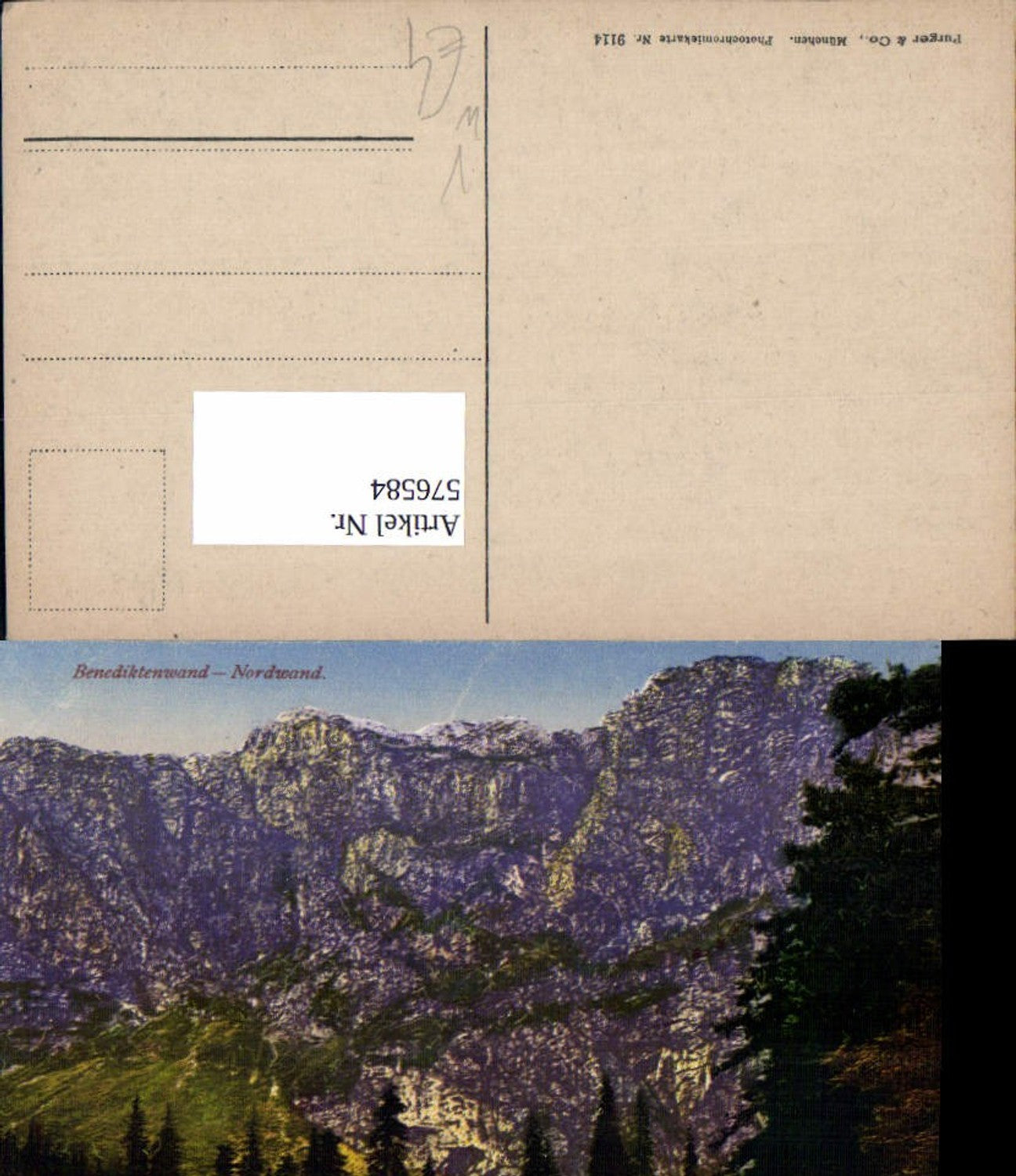 576584, Verlag Benediktenwand Nordwand Jachenau pub Purger &amp; Co No. 9114