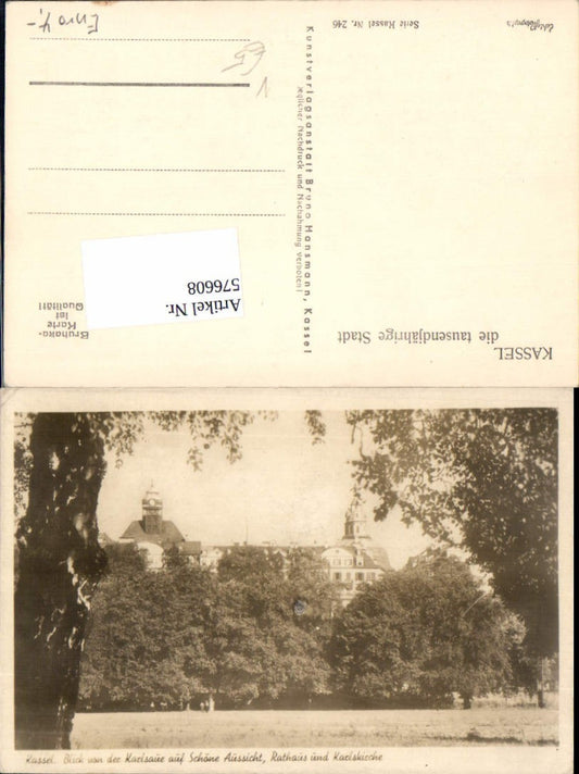 576608,Kassel Blick von der Karlsaue Rathaus und Karlskirche pub Bruno Hansmann 246