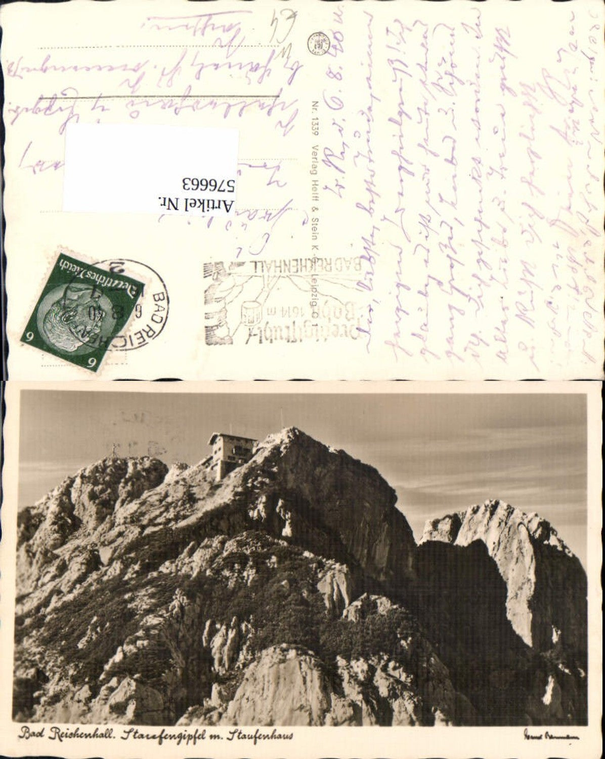 576663, Photo postcard Bad Reichenhall Staufen summit and Staufenhaus