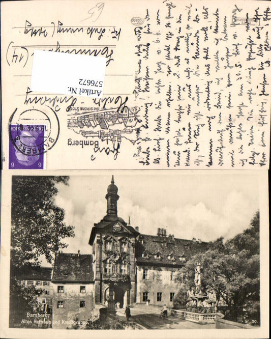 576672, Photo Ak Bamberg Old Town Hall and Cross Group
