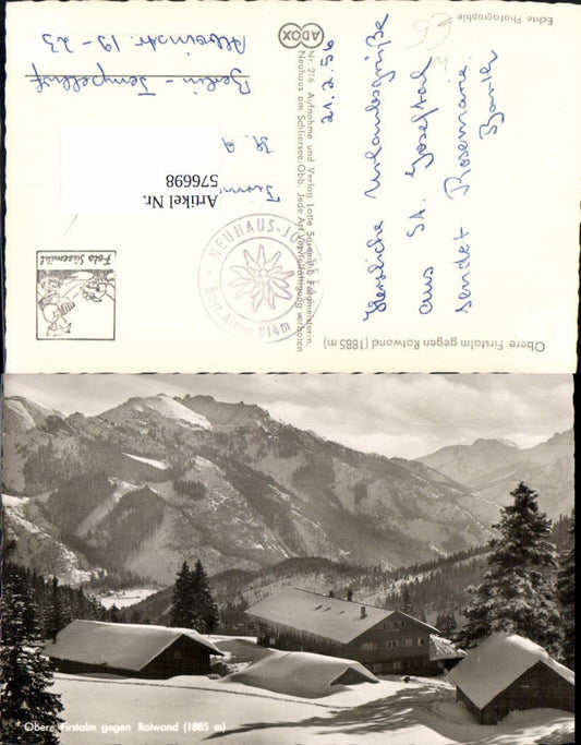 576698, Photo Ak Schliersee Obere Firstalm opposite Rotwand Winter view