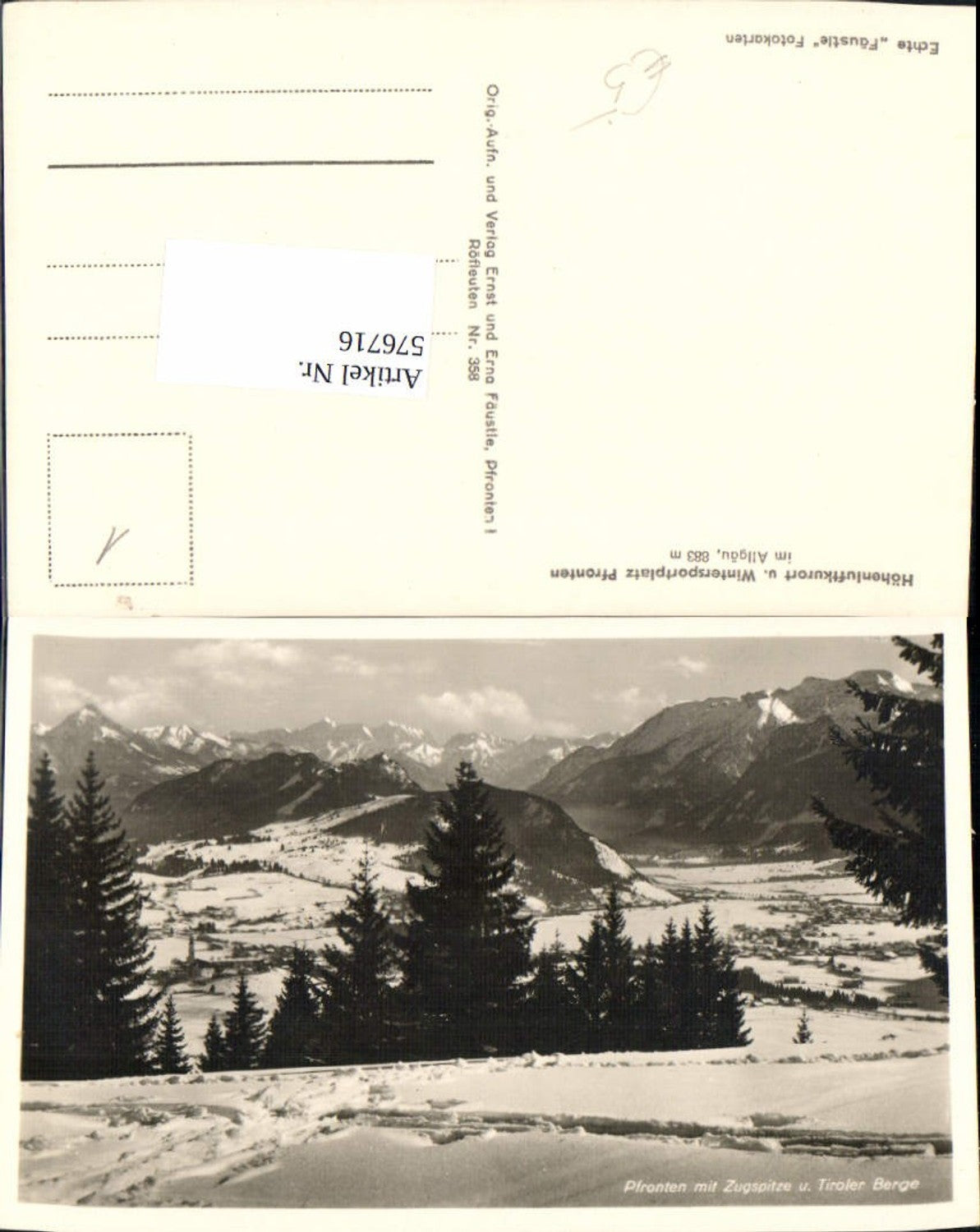 576716, Photo Ak Pfronten i. Allgäu Zugspitze and Tyrolean mountains winter view