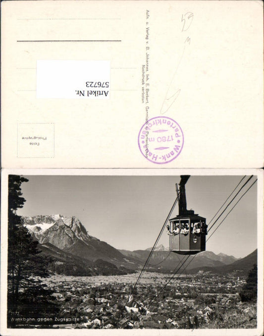 576723,Foto Ak Garmisch-Partenkirchen Wankbahn geg. Zugspitze Seilbahn Gondel