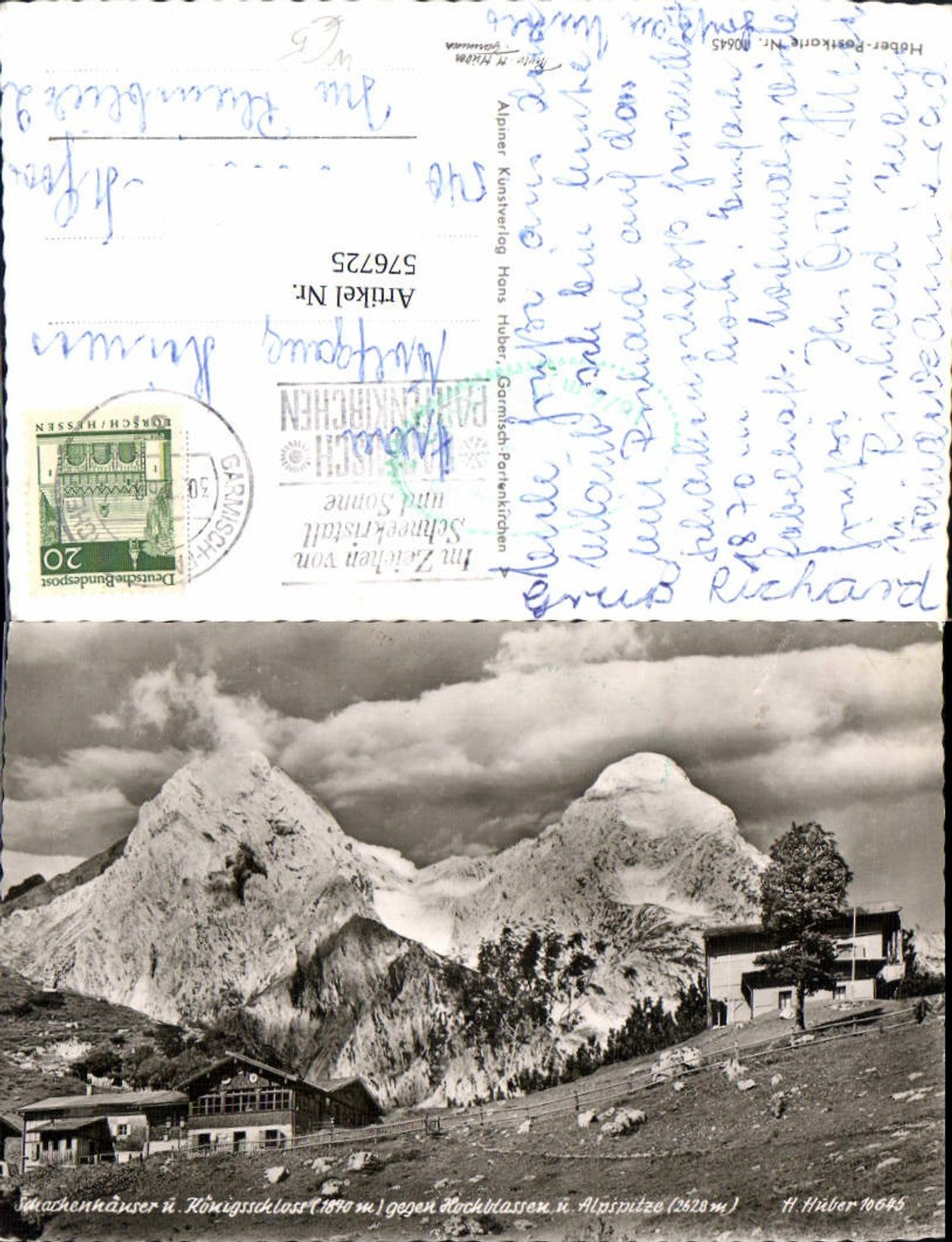 576725, Photo Ak Garmisch-Partenkirchen Schachenhäuser and Royal Castle Alpspitze