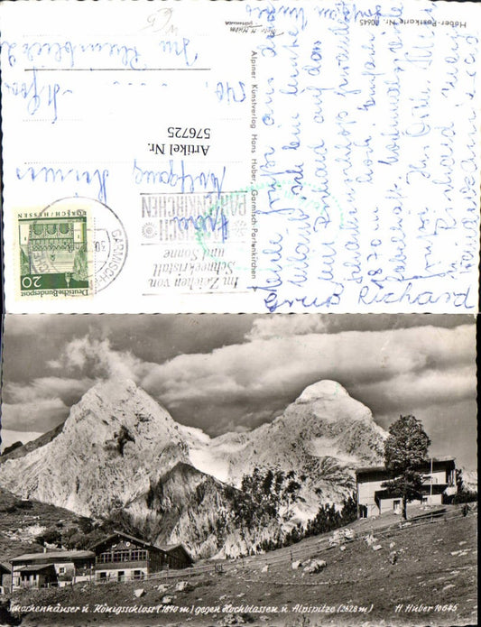 576725,Foto Ak Garmsich-Partenkirchen Schachenhäuser u. Königsschloss Alpspitze