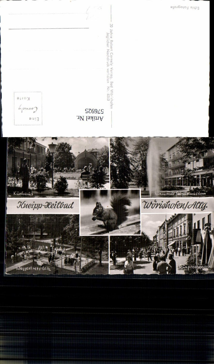 576925, Multi-image postcard Bad Wörishofen Allgäu Hansi the squirrel Kurhaus Kurpromenade