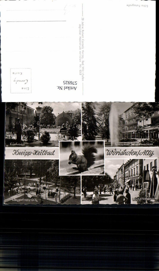 576925, Multi-image postcard Bad Wörishofen Allgäu Hansi the squirrel Kurhaus Kurpromenade