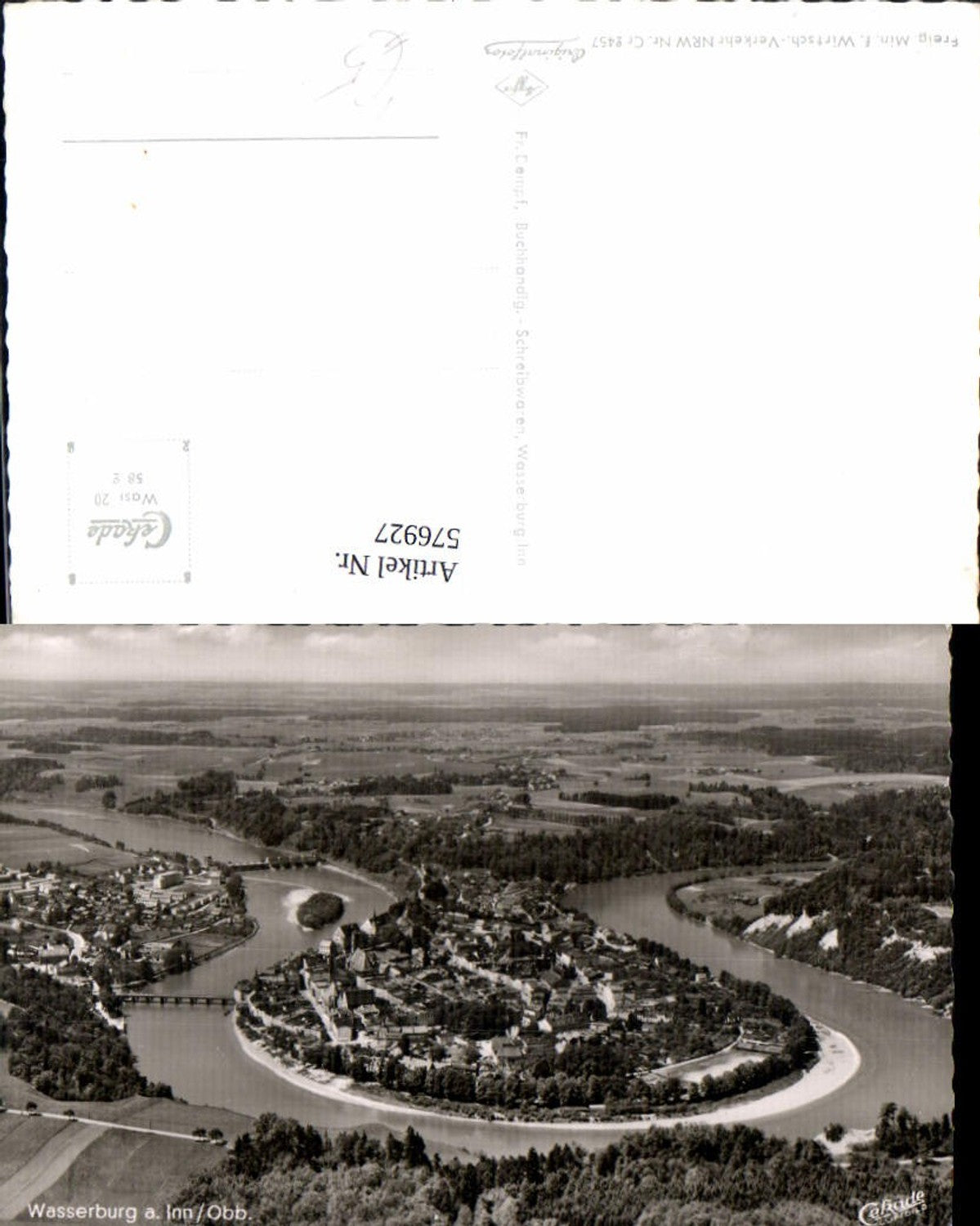 576927, Photo Ak Wasserburg am Inn aerial view pub Fr. Dempf