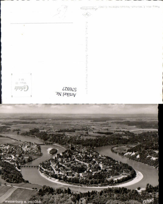 576927, Photo Ak Wasserburg am Inn aerial view pub Fr. Dempf