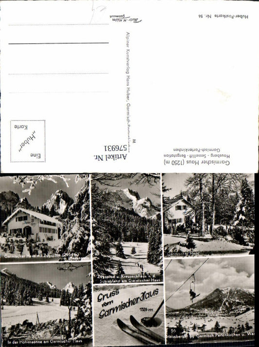 576931, Multi-image Ak Garmisch-Partenkirchen Garmisch House Zugspitze Hausberglift Winter sports