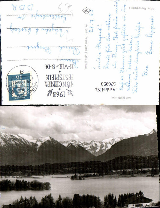 576958, Photo postcard Staffelsee near Seehausen am Staffelsee, stamp Munich Festival 1963